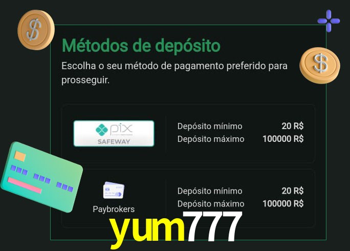 O cassino yum777 oferece uma grande variedade de métodos de pagamento